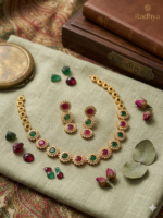 Traditional red green AD kundan jewllery set #2