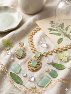 Nanosetting 3d mint pastel green AD jewllery set #1