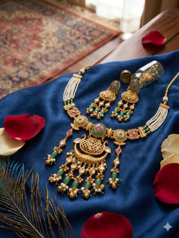 Antique gold premium polki jewellery set #1