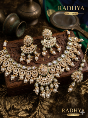 Antique gold premium polki jewellery set #2
