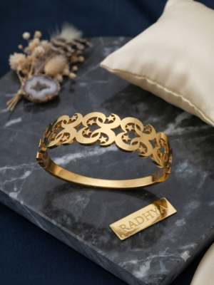 Gold finish celestial cutwork anti-tarnish bracelet