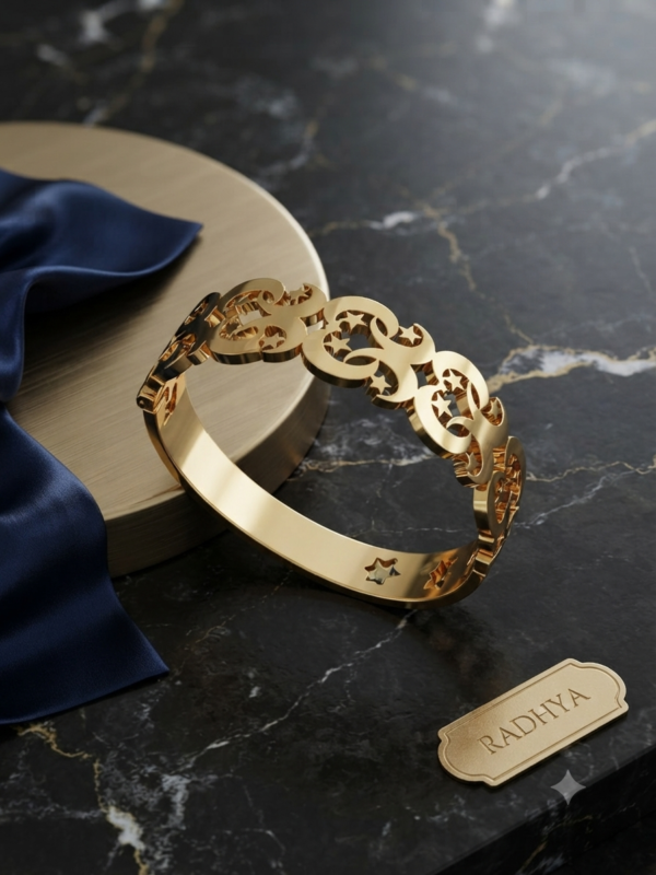Gold finish celestial cutwork anti-tarnish bracelet