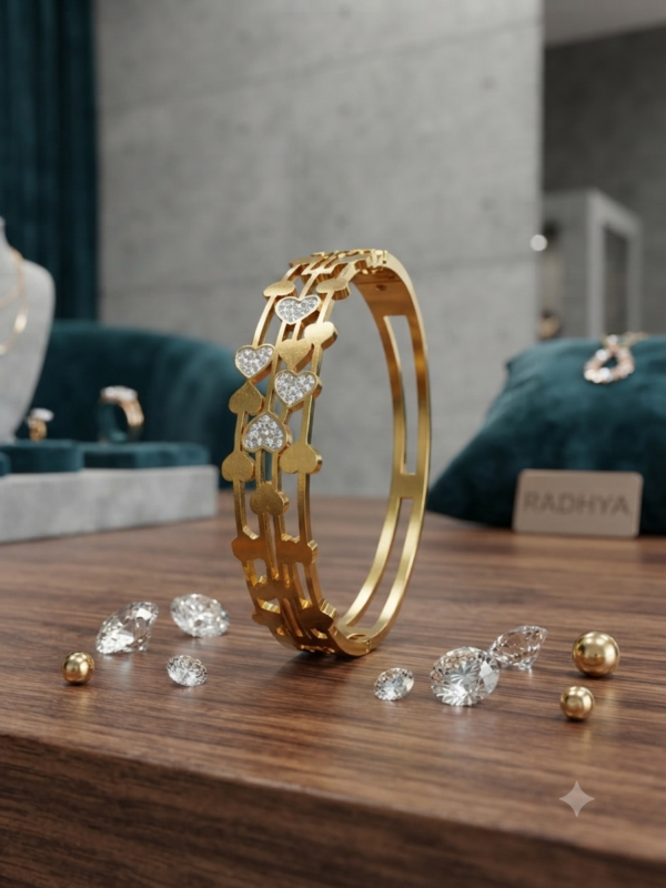 Charming gold multi-strand heart bracelet