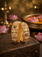 Antique gold finish multi-color stone kadas