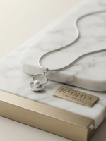 Silver snake chain with crystal oyster pearl pendant