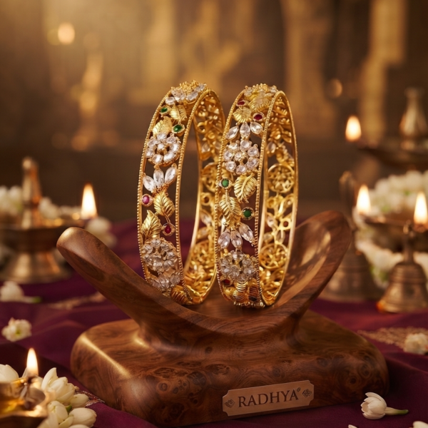 Kundan Rajwadi Bangles (set of 2) #3