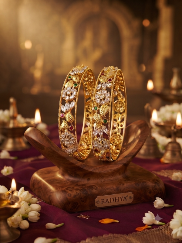 Kundan Rajwadi Bangles (set of 2) #3