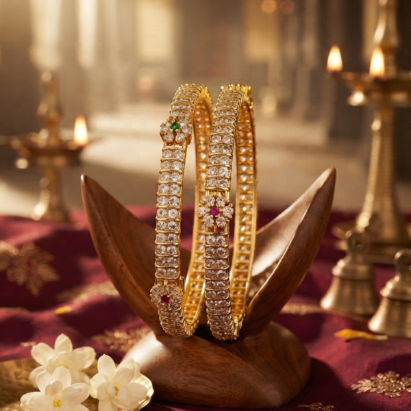 Kundan Rajwadi Bangles (set of 2) #5