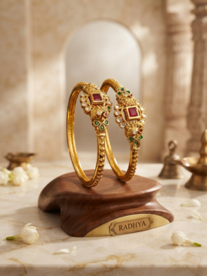 Kundan Rajwadi Bangles (set of 2) #6