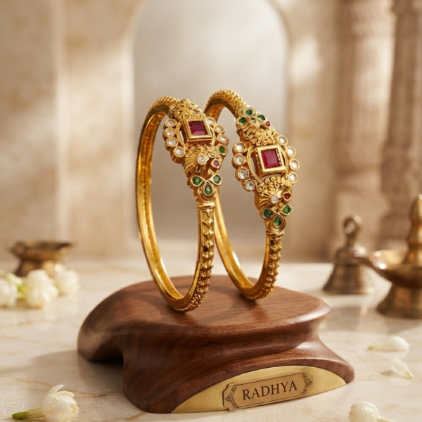Kundan Rajwadi Bangles (set of 2) #6