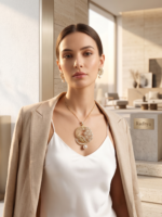 Elegant gold swirl pendant necklace set