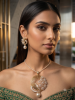 Elegant gold swirl pendant necklace set