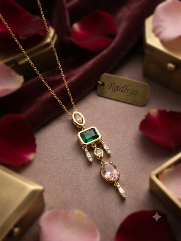 Elegant multi stone cascading pendant necklace.