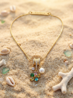 Multi-stone flower cascading pendant necklace with pearl