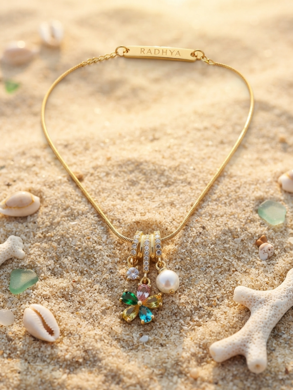 Multi-stone flower cascading pendant necklace with pearl