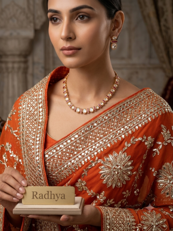 Gold snake chain with green clover motifs