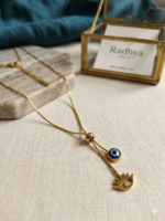 Gold finish anti-tarnish evil eye hamsa necklace