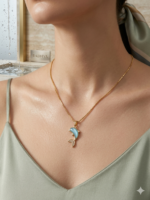 Charming mint green dolphin pendant necklace